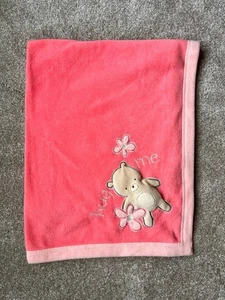 Carter’s Classics All About A Bear Peach Pink Hug Me Babydecke Teddy - Bild 1 von 4