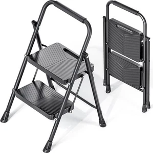 2 Step Ladder Folding Step Stool Safe-Lock Design 500 lbs Sturdy Steel Ladder - Picture 1 of 8