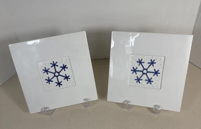 Crate & Barrel Set Of 2 Ceramic Snowflake Trivet Made in Italy Ceramica Stefani - Image 1 of 4