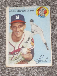 1954 Topps Baseball #20 Warren Spahn minderwertig - Bild 1 von 2
