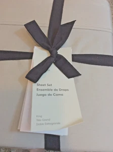 West Elm 400 TC Sateen Cotton Wide Hem King Sheet Set NWT Gray - Picture 1 of 1