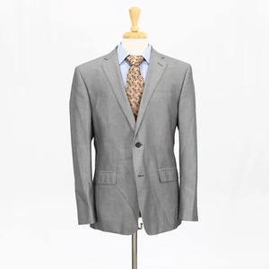 J. Ferrar 40R Gray Polyester Solid Two Button Sport Coat Blazer Jacket - Picture 1 of 10