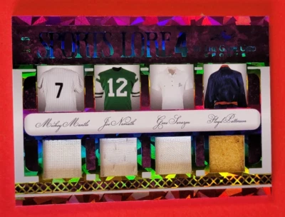 MICKEY MANTLE GAME USED JERSEY CARD #5/6 Joe Namath FLOYD PATTERSON Gene Sarazen - Image 1 of 3
