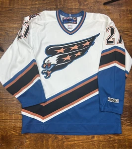 Vintage 90s CCM Washington Capitals Craig Berube White Screaming Eagle Jersey Gr. L - Bild 1 von 7