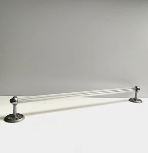 Antique Reclaimed 25" Ornate Ribbed Glass with Floral Rosettes Towel Bar Nice! - Picture 1 of 20
