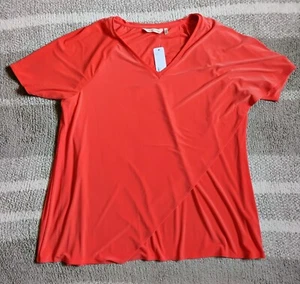 Camisa túnica Soft Surroundings 1X Madeline superposición asimétrica roja amapola - Imagen 1 de 7