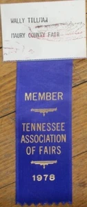 Columbia, TN 1978 Maury County Fair Badge Ribbon, Tennessee Association of Fairs - Bild 1 von 2
