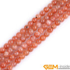 Orange Brown Sunstone Natural Gemstone Round Loose Beads Jewellery Making 15" AU
