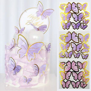 10Pcs Birthday Cake Topper Cake Decoration Happy Birthday Theme Butterfly Papers