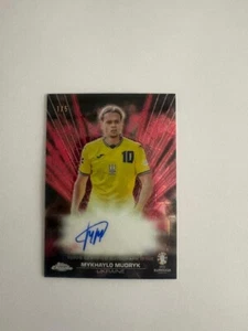 2024 Topps Chrome UEFA EURO Black Lazer Auto Card Mykhaylo Mudryk 1/5 - Picture 1 of 2