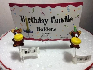 BIRTHDAY CANDLE HOLDERS New w/tag Teddy Bear 4 inches tall-add candles - Picture 1 of 4