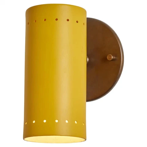 1960s Tito Agnoli Yellow Metal and Brass Articulating Sconce for O-Luce Cover