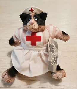 Vintage Russ Berries Nurse T.L.C Plush Beanbag Shelf Sitter Cat Nurse Medical - Picture 1 of 5