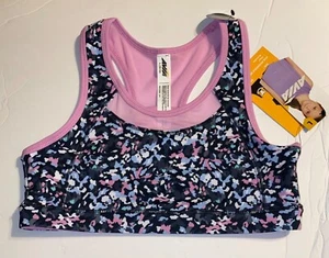NEW Avia Girls Sports Bra Top Size XS(4-5) Reversible Purple Floral - Picture 1 of 2