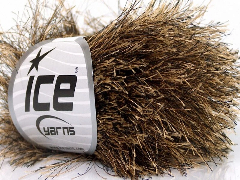 Long Eyelash Camel Black 52770 Ice Yarns Extra Long Eyelash Yarn 50gr 38yds - Image 1 of 3