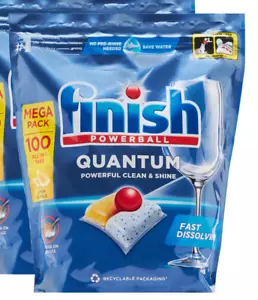 Finish Quantum Lemon Dishwashing Tablets 2X 100Tablet Packs **free shipping* - Picture 1 of 1