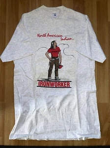 Vintage Iron Workers Union T-Shirt Native American M USA - Picture 1 of 3