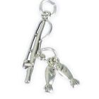 Fishing Rod sterling silver charm with 2 small fish .925 charms