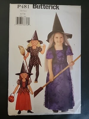 Butterick P481 Costume Witch SZ 6-8 Child SEWING PATTERN - Image 1 of 3
