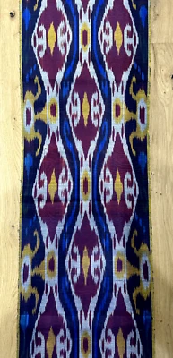 11 Yard HAND MADE UZBEK Natural SILK IKAT ADRAS FABRIC # 096 - Image 1 of 2