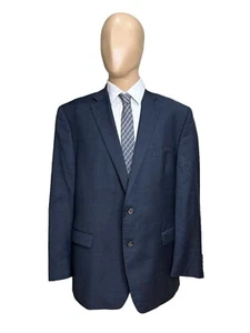 Lauren Ralph Lauren Men's 46R Navy Blue Plaid 100% Wool 2 Button Blazer Jacket - Picture 1 of 11