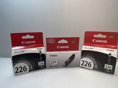 Lot Of 3 Genuine Canon 226 (CLI-226) Black Ink &  Canon 251 Gray Ink PIXMA Japan - Image 1 of 4