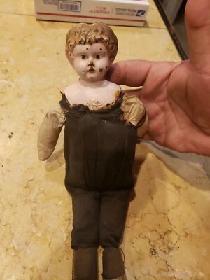 Muñeca niña cuerpo tela Minerva 2 Alemania cabeza de metal vintage años 1910 12" de alto Foto 1 de 4