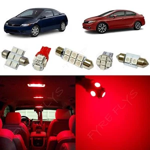 6x Red LED lights interior package kit for 2006-2012 Honda Civic HC1R - Picture 1 of 6