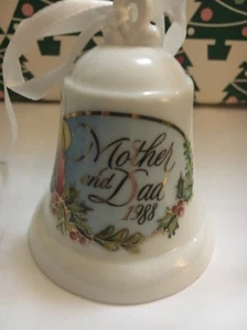 Mother & Dad 1988 Porcelain Bell Christmas Hallmark Keepsake Ornament New In Box - Picture 1 of 11