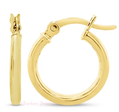 Pretty 10MM Classic Hoop Earrings In 14 Karat Yellow Gold Over Sterling Silver - Image 1 of 4