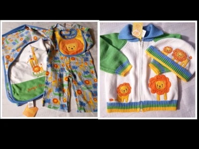 Gymboree Vintage Jungle Friends Blanket Bib 6-12 Month Outlet Romper Set NWT - Image 1 of 4