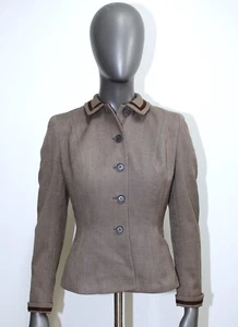 Vintage 1940s Brown Wool Tailored Suit Jacket HANDMACHER Size S/XS Made in USA - Picture 1 of 12