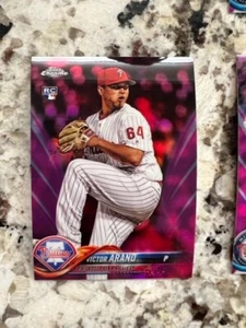 2018 TOPPS CHROME PINK PARALLEL ROOKIE CARD PHILADELPHIA PHILLIES VICTOR ARANO - Picture 1 of 1
