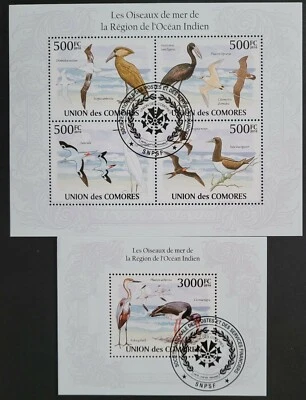 Comoros / Birds - Water Birds from the Indian Ocean Region - 2 minisheets CTO - Image 1 of 3
