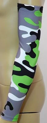 TITANIUM SPORTS Neon Green Black Gray Sports Arm Sleeve Woodland Camo Baseball Basketball Gamer