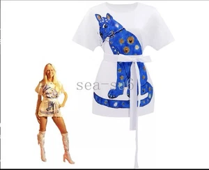 Adult ABBA 70s Agnetha Cosplay Costume Retro Dress Outfit Halloween Fancy Dress - Picture 1 of 2