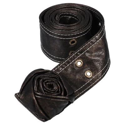 Signore rosa fiori larga cintura vintage per cintura con fiore retrò - Immagine 1 di 4