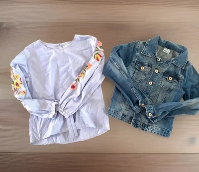 LOTE Top H&M Jean Chaqueta Niña 10 - 11 años y❤️ ZARA Talla 10 Bordado Floral Boho Foto 1 de 4