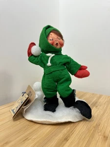 7 Zoll 1996 "Snowball Fight Kid" Annalee Thorndike Mobiltee Puppe, Winter #7233 - Bild 1 von 5