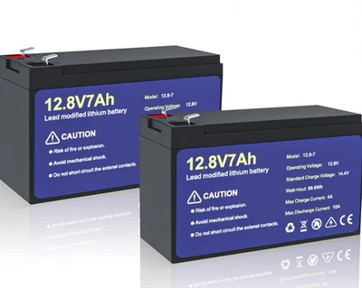 2 Pack 12V 7Ah LiFePO4 Battery, 3000+ Deep Cycles Rechargeable Lithium Battery - Image 1 of 4
