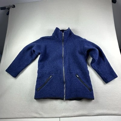 Ibex Jacket Womens Medium Blue Boiled Wool Full Zip Mock Neck USA - Image 1 of 4