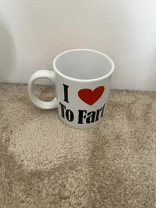 Vintage White I Love Heart Emoji To Fart Mugs Small Coffee Cup Mug - Picture 1 of 4
