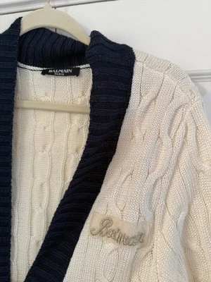 BALMAIN Paris Wool Blend Chunky KnIt Cardigan - Image 1 of 4