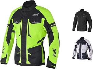 HWK Motorcycle Jacket for Men Adventure w/Cordura Fabric, Medium - Hi-vis Green - Picture 1 of 5