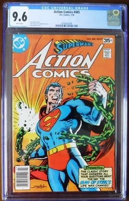 Action Comics #485 (1978) CGC 9.6 White Page Neal Adams Superman Chain Breaking - Image 1 of 3