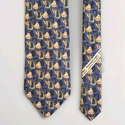 Corbata Ermenegildo Zegna Para Hombre 100% Seda Carbón Rosas Doradas Hecha en Italia Foto 1 de 4