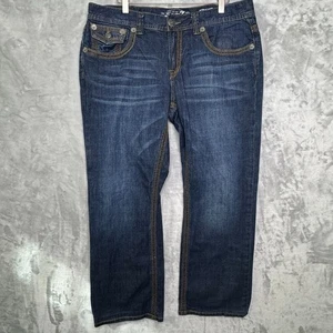 Seven 7 Jeans Mens 36*30 Actual 36*26 Straight Dark Wash Stretch Stitching - Picture 1 of 14