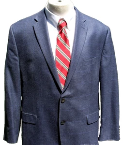 Lauren Ralph Lauren 2 Button Sport Coat Mens Sz 50R Blue Glen Plaid Silk & Wool - Picture 1 of 9
