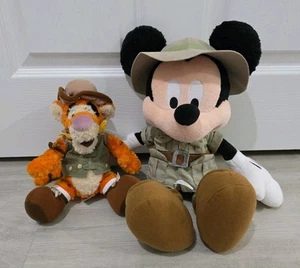 2 x SAFARI MICKEY MOUSE & TIGGER PLUSH soft toy WINNIE THE POOH disney world - Picture 1 of 19