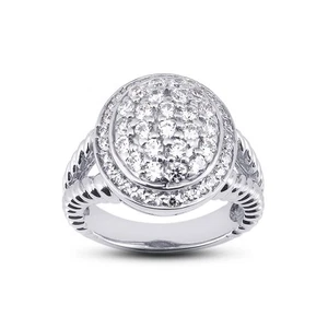 1 Carat E VS1 Round Cut Earth Mined Certified Diamonds 14k Gold Halo Fine Ring - Picture 1 of 3
